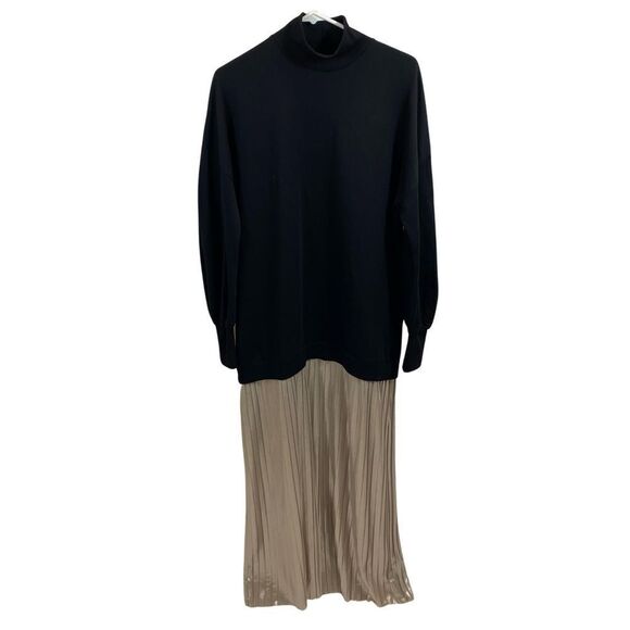 ASOS Drop Waist Mock Neck Pleated Skirt Dress Size 8 - Picture 2 of 9